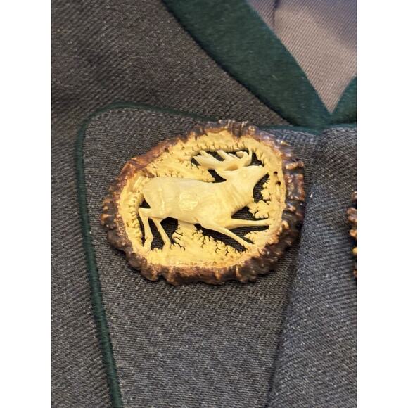 German Octoberfest Wool Jacket With Horn Buttons And Stag Decor Hirmer Munich - Picture 10 of 16